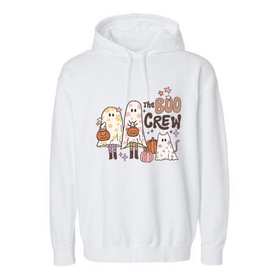 The Boo Crew Matching Retro Ghost Cat Trick Or Treat Costume Cute Gift Garment-Dyed Fleece Hoodie