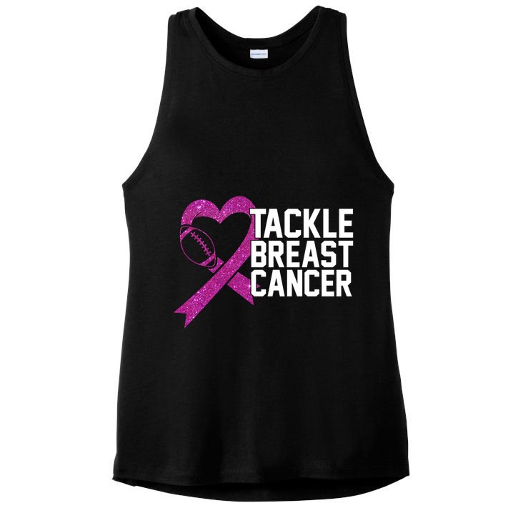 Tackle Breast Cancer Awareness Heart Football Ladies PosiCharge Tri-Blend Wicking Tank