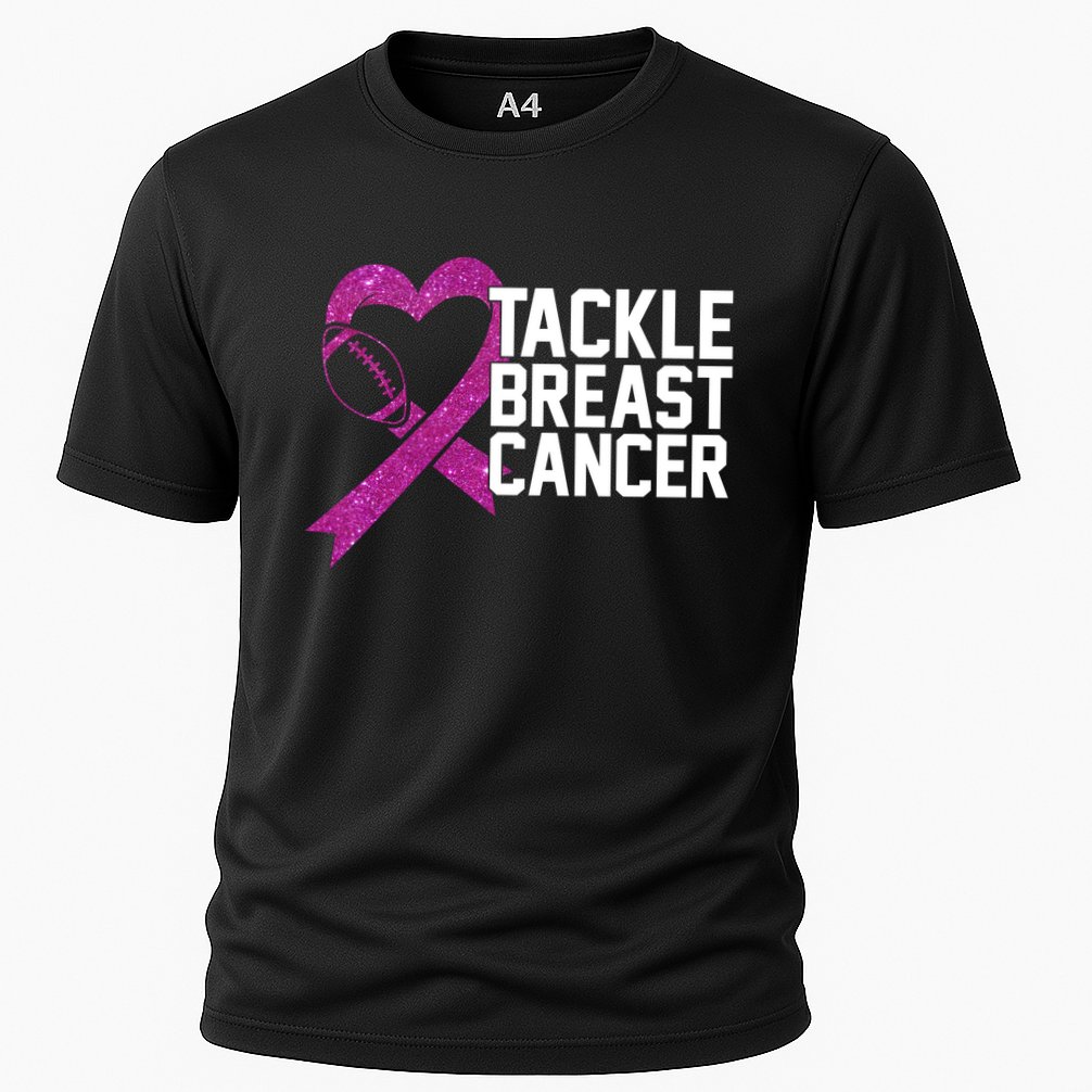 Tackle Breast Cancer Awareness Heart Football Cooling Performance Crew T-Shirt