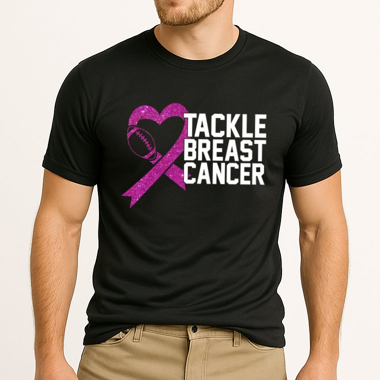Tackle Breast Cancer Awareness Heart Football Cooling Performance Crew T-Shirt