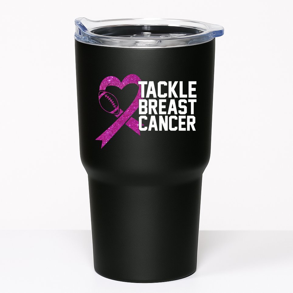 Tackle Breast Cancer Awareness Heart Football Tumbler