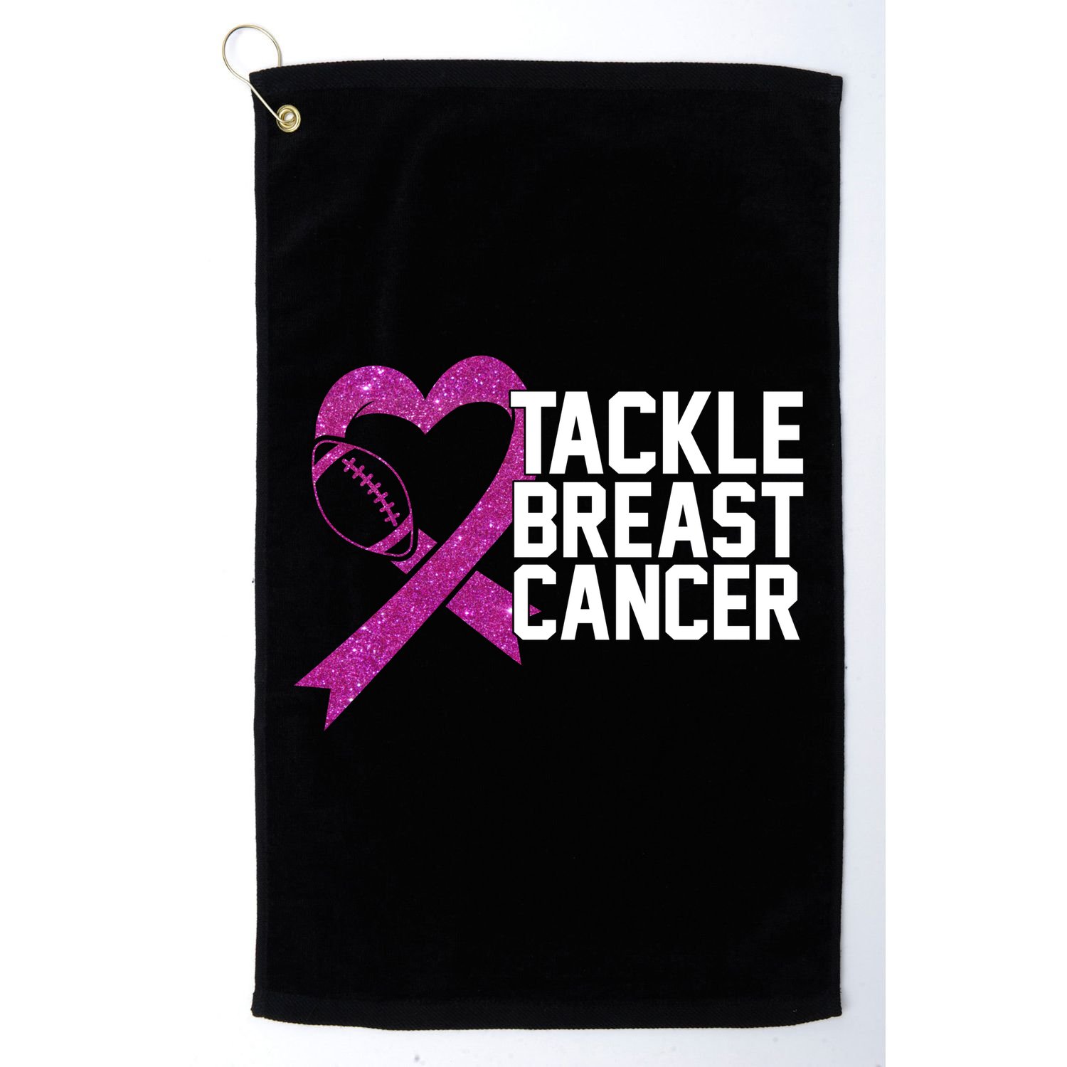 Tackle Breast Cancer Awareness Heart Football Golf Towel