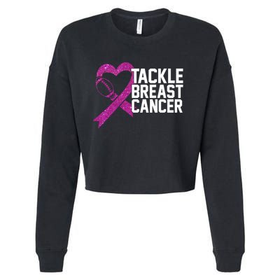 Tackle Breast Cancer Awareness Heart Football Cropped Pullover Crew