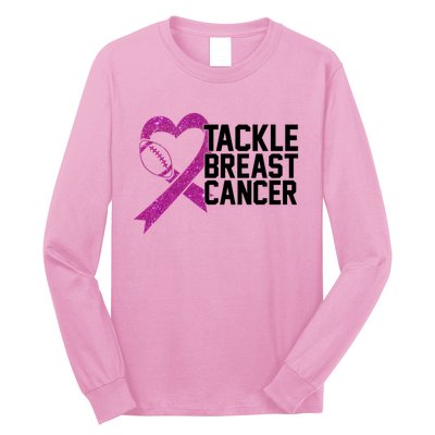 Tackle Breast Cancer Awareness Heart Football Long Sleeve Shirt