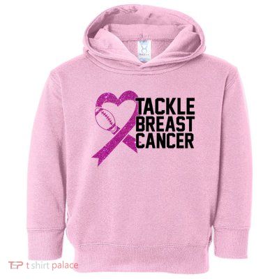 Tackle Breast Cancer Awareness Heart Football Toddler Hoodie