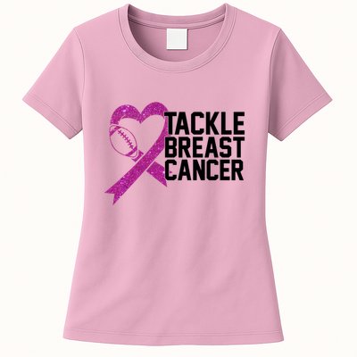 Tackle Breast Cancer Awareness Heart Football Womens T-Shirt
