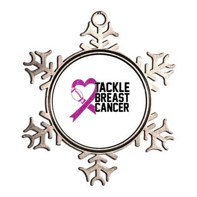 Tackle Breast Cancer Awareness Heart Football Metallic Star Ornament