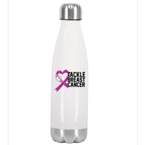 Tackle Breast Cancer Awareness Heart Football Stainless Steel Insulated Water Bottle