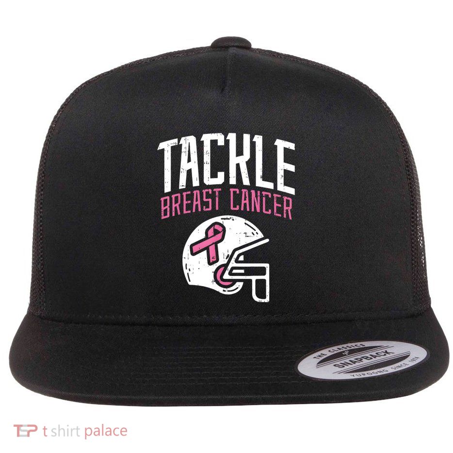 Tackle Breast Cancer Awareness Month Flat Bill Trucker Hat