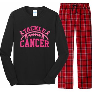 Tackle Breast Cancer Awareness Football Pink Ribbon Long Sleeve Pajama Set