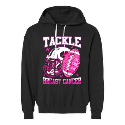 Tackle Breast Cancer Awareness Fighting American Football Garment-Dyed Fleece Hoodie