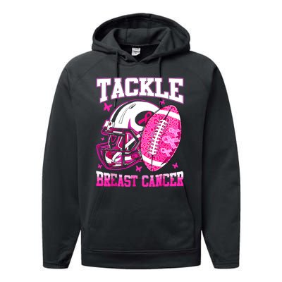 Tackle Breast Cancer Awareness Fighting American Football Performance Fleece Hoodie