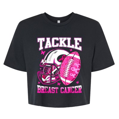 Tackle Breast Cancer Awareness Fighting American Football Bella+Canvas Jersey Crop Tee