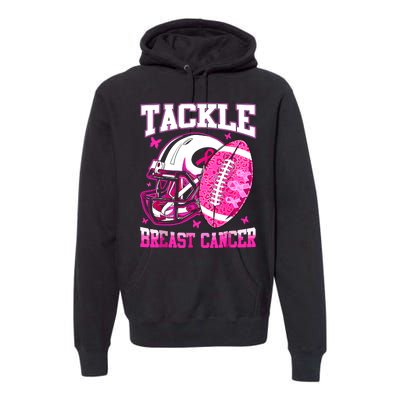 Tackle Breast Cancer Awareness Fighting American Football Premium Hoodie