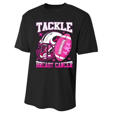 Tackle Breast Cancer Awareness Fighting American Football Performance Sprint T-Shirt