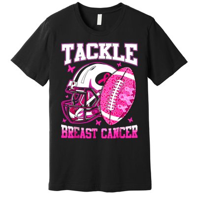 Tackle Breast Cancer Awareness Fighting American Football Premium T-Shirt