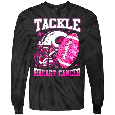 Tackle Breast Cancer Awareness Fighting American Football Tie-Dye Long Sleeve Shirt