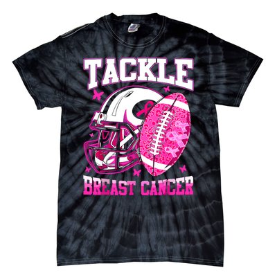 Tackle Breast Cancer Awareness Fighting American Football Tie-Dye T-Shirt