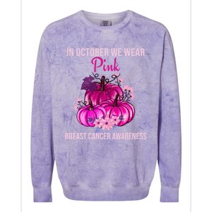 Thanksgiving Breast Cancer Awareness Colorblast Crewneck Sweatshirt