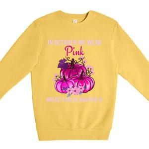 Thanksgiving Breast Cancer Awareness Premium Crewneck Sweatshirt