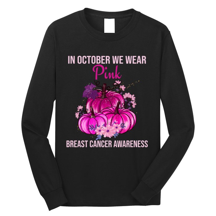 Thanksgiving Breast Cancer Awareness Long Sleeve Shirt