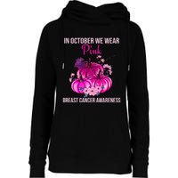 Thanksgiving Breast Cancer Awareness Womens Funnel Neck Pullover Hood