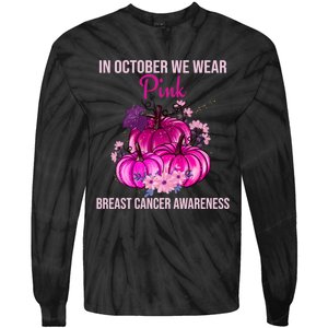 Thanksgiving Breast Cancer Awareness Tie-Dye Long Sleeve Shirt