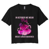 Thanksgiving Breast Cancer Awareness Women's Crop Top Tee