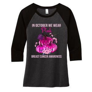 Thanksgiving Breast Cancer Awareness Women's Tri-Blend 3/4-Sleeve Raglan Shirt