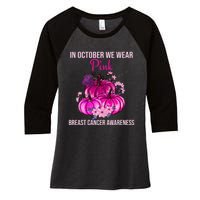 Thanksgiving Breast Cancer Awareness Women's Tri-Blend 3/4-Sleeve Raglan Shirt