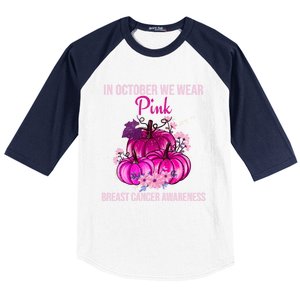 Thanksgiving Breast Cancer Awareness Baseball Sleeve Shirt