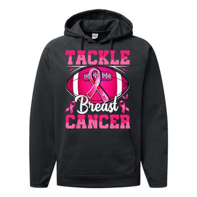 Tackle Breast Cancer Warrior Ribbon Football Performance Fleece Hoodie