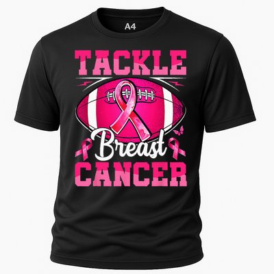 Tackle Breast Cancer Warrior Ribbon Football Cooling Performance Crew T-Shirt