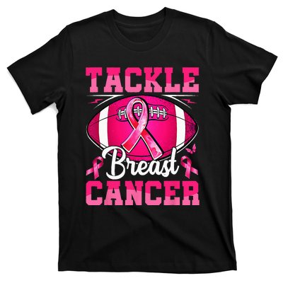 Tackle Breast Cancer Warrior Ribbon Football T-Shirt