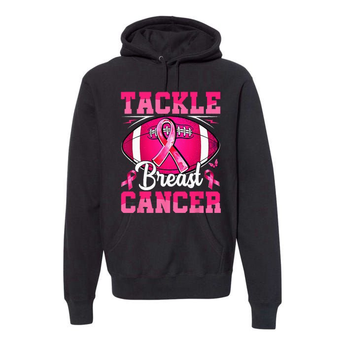 Tackle Breast Cancer Warrior Ribbon Football Premium Hoodie