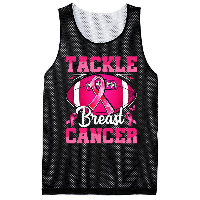 Tackle Breast Cancer Warrior Ribbon Football Mesh Reversible Basketball Jersey Tank