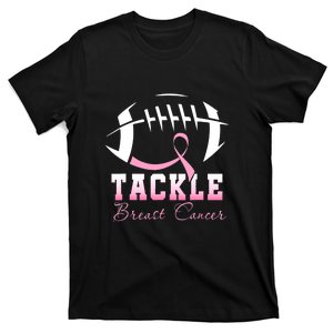 Tackle Breast Cancer Awareness Football Pink Ribbon Support Cancer Gift T-Shirt