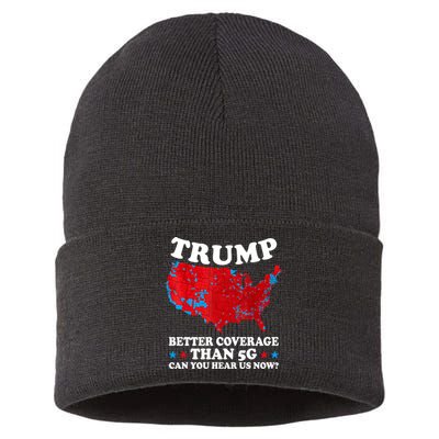 Trump Better Coverage Than 5g Can You Hear Us Now Usa Funny Sustainable Knit Beanie
