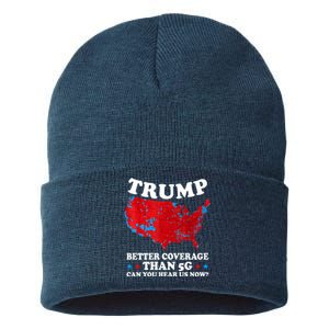 Trump Better Coverage Than 5g Can You Hear Us Now Usa Funny Sustainable Knit Beanie