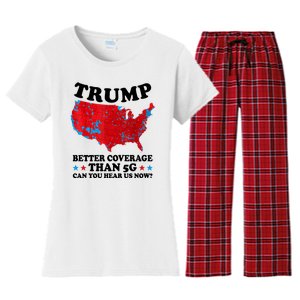 Trump Better Coverage Than 5g Can You Hear Us Now Usa Funny Women's Flannel Pajama Set