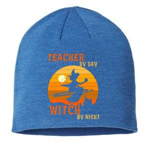 Teacher By Day Witch By Night Halloween Witch Great Gift Sustainable Beanie