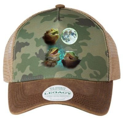 Three Bearded Dragons Howl At Moon 3 Wolfs Wolves Parody Legacy Tie Dye Trucker Hat