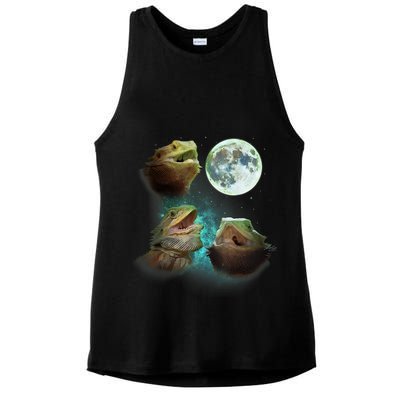 Three Bearded Dragons Howl At Moon 3 Wolfs Wolves Parody Ladies PosiCharge Tri-Blend Wicking Tank