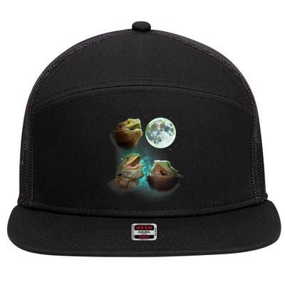 Three Bearded Dragons Howl At Moon 3 Wolfs Wolves Parody 7 Panel Mesh Trucker Snapback Hat