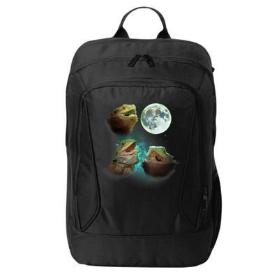Three Bearded Dragons Howl At Moon 3 Wolfs Wolves Parody City Backpack