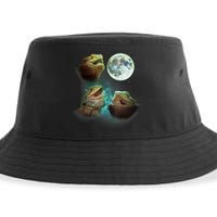 Three Bearded Dragons Howl At Moon 3 Wolfs Wolves Parody Sustainable Bucket Hat