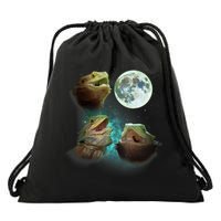 Three Bearded Dragons Howl At Moon 3 Wolfs Wolves Parody Drawstring Bag