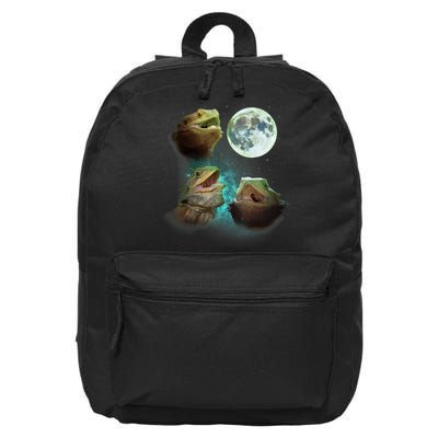 Three Bearded Dragons Howl At Moon 3 Wolfs Wolves Parody 16 in Basic Backpack