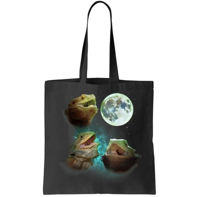 Three Bearded Dragons Howl At Moon 3 Wolfs Wolves Parody Bag