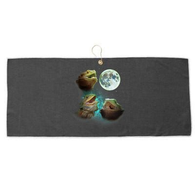 Three Bearded Dragons Howl At Moon 3 Wolfs Wolves Parody Large Microfiber Waffle Golf Towel